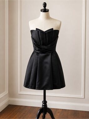 Priscilla of Boston Strapless Black Satin Party Dress